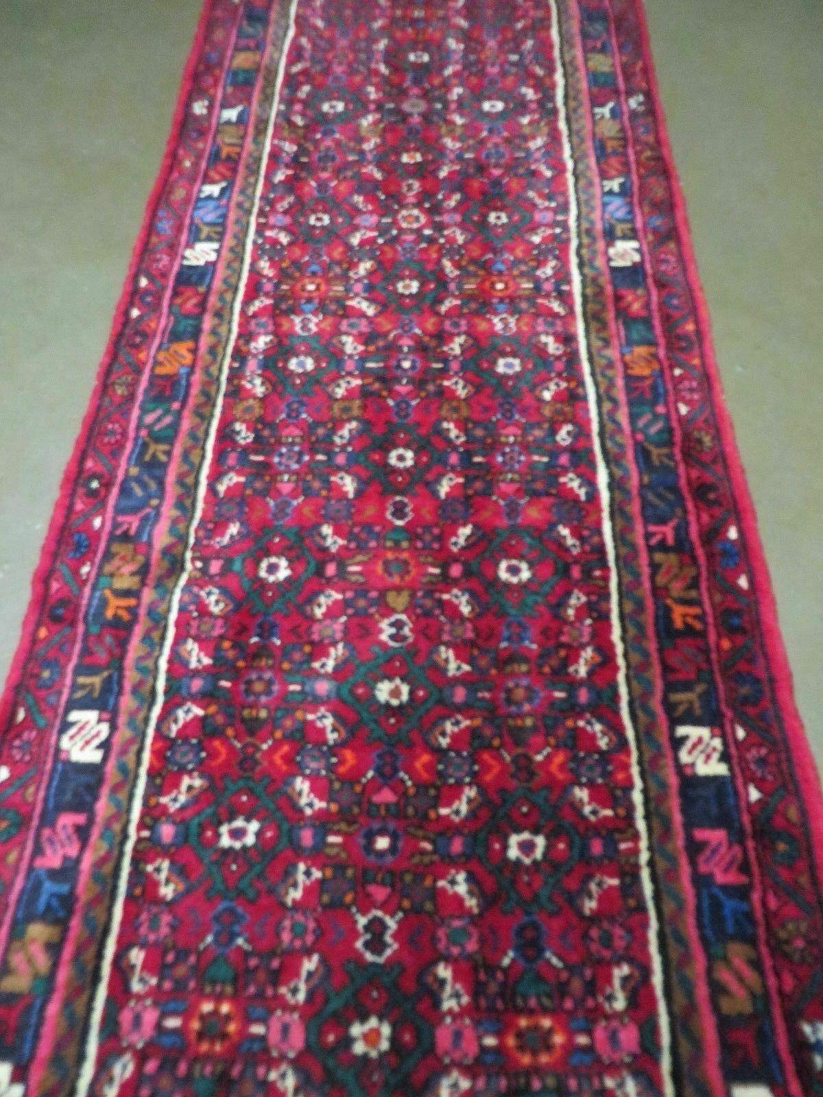 2' 11" X 19'5" Vintage Handmade Turkish Wool Runner Rug Red Nice - Jewel Rugs