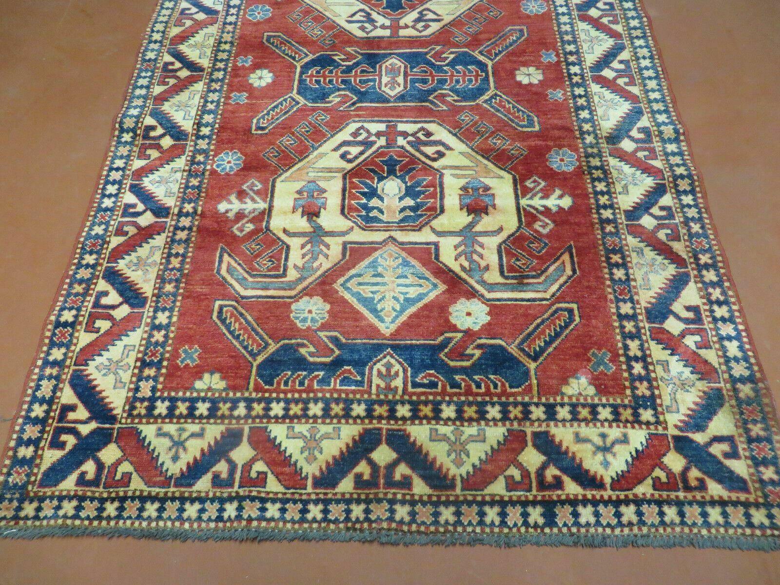 4' X 6' Vintage Handmade Turkish Kazak Pattern Wool Rug Carpet Nice - Jewel Rugs