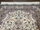 Beautiful Pak Persian Rug 6x9, Floral Medallion, Wool and Silk, Highly Detailed Elegant Carpet, Vintage Oriental Rug 6 x 9, Cream and Gray - Jewel Rugs