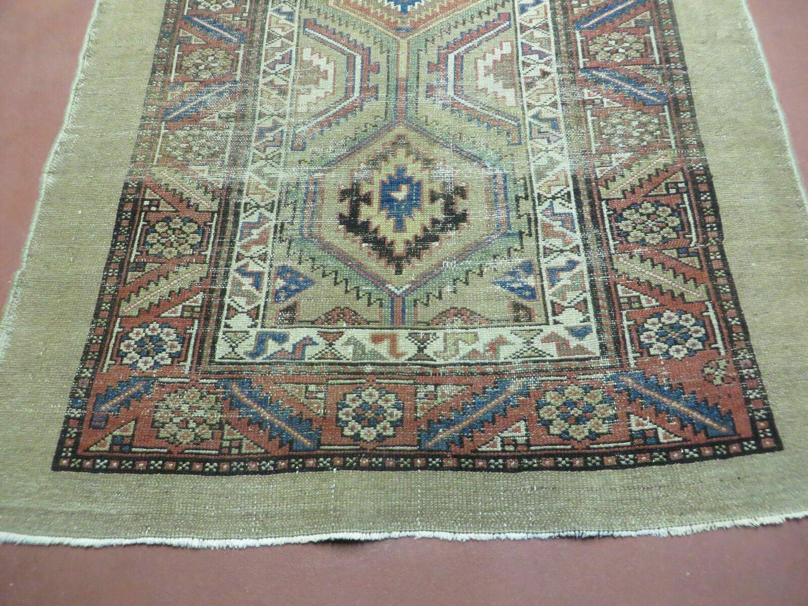 3'4" X 12' Antique Hand Made Turkish Wool Rug Runner Carpet Camel Hair Nice - Jewel Rugs