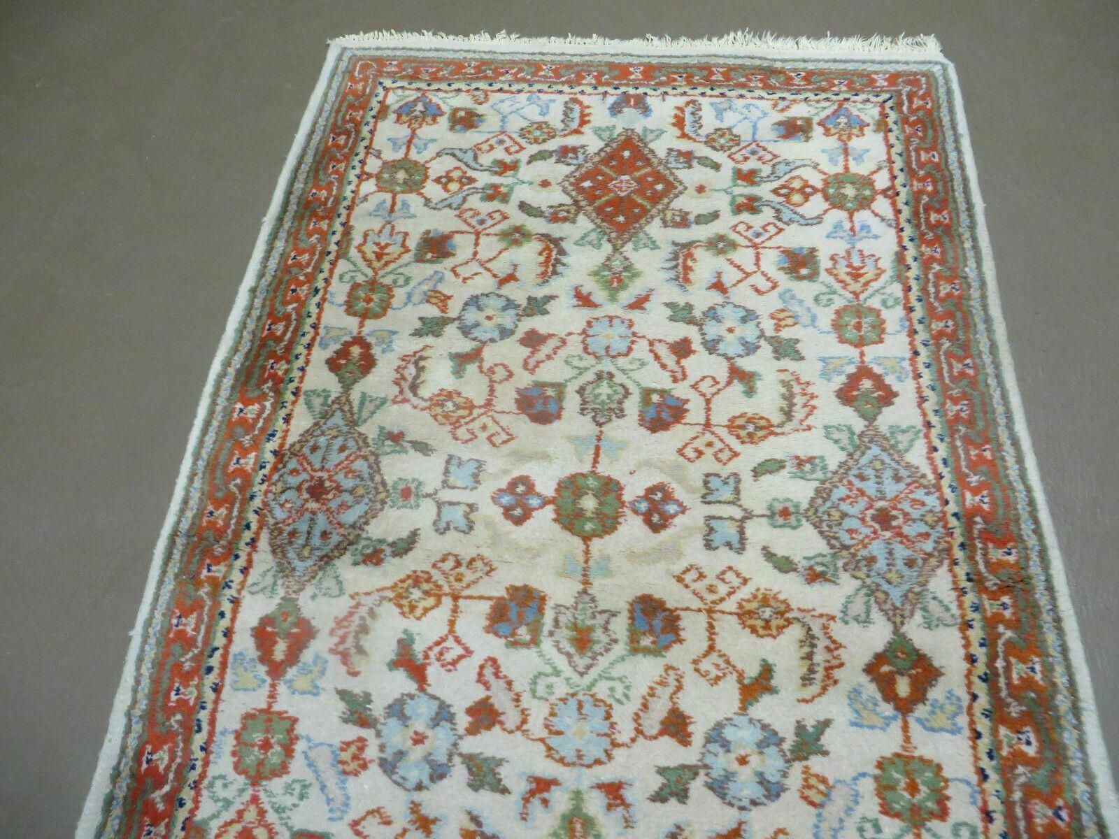 3' X 5' Vintage Handmade Romanian Floral Wool Rug Carpet Beige/ Ivory Nice - Jewel Rugs