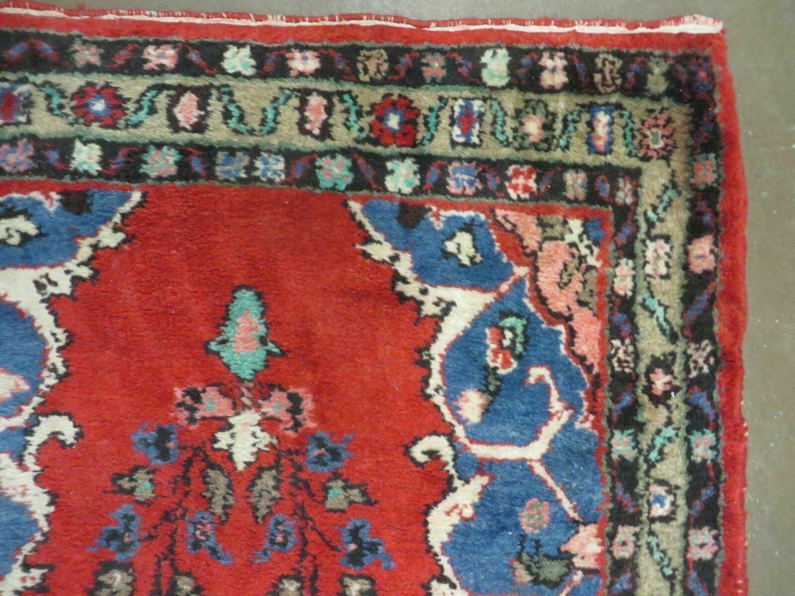 3' 3" X 17' Antique Handmade Indian Wool Runner Rug Red Vegetable Dyes Nice - Jewel Rugs