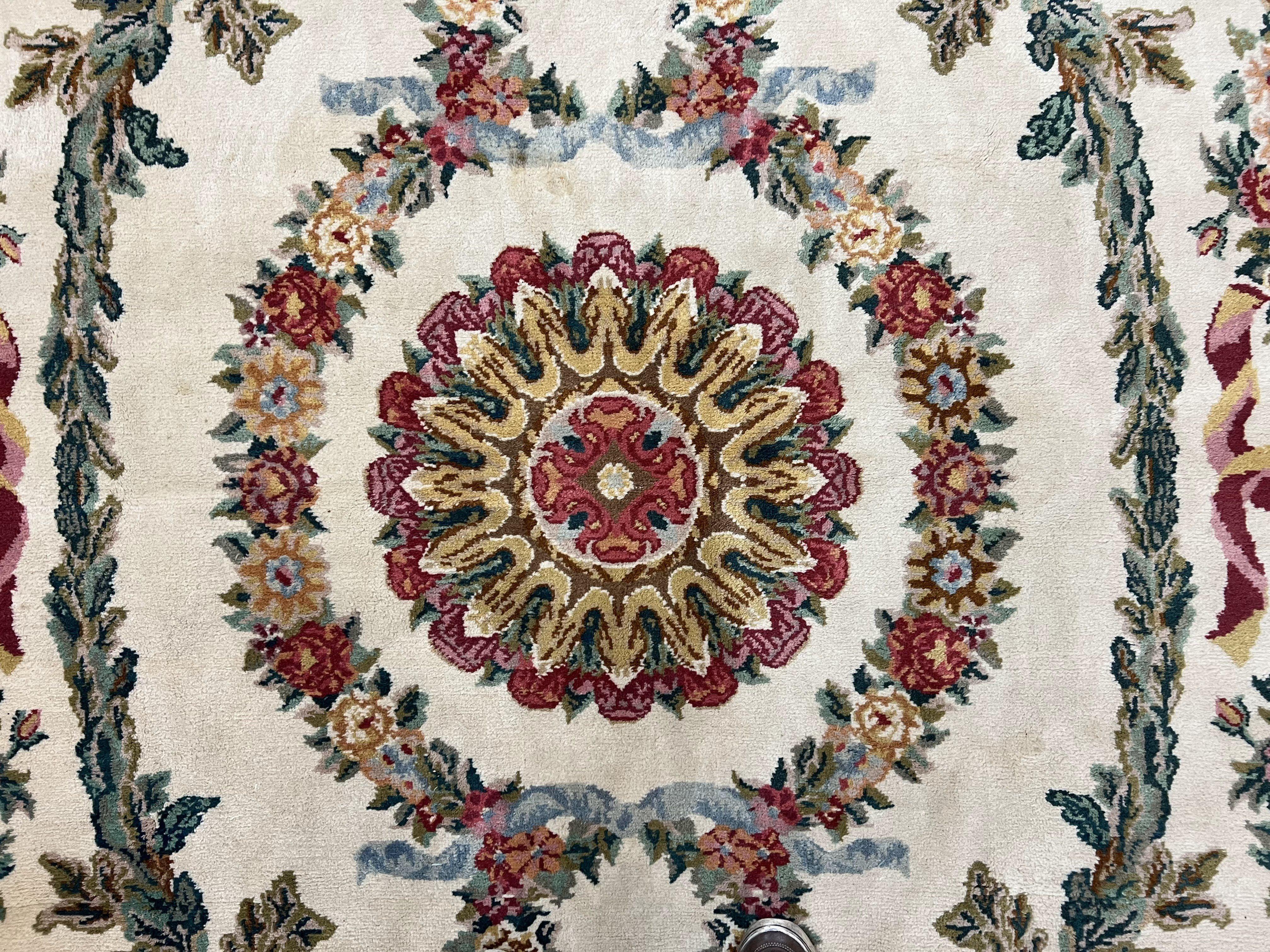 Chinese Aubusson Rug 9.8 x 12, Savonnerie Carpet with Pile, Elegant Living Room Dining Room Rug Hand Knotted Wool Carpet, French European - Jewel Rugs