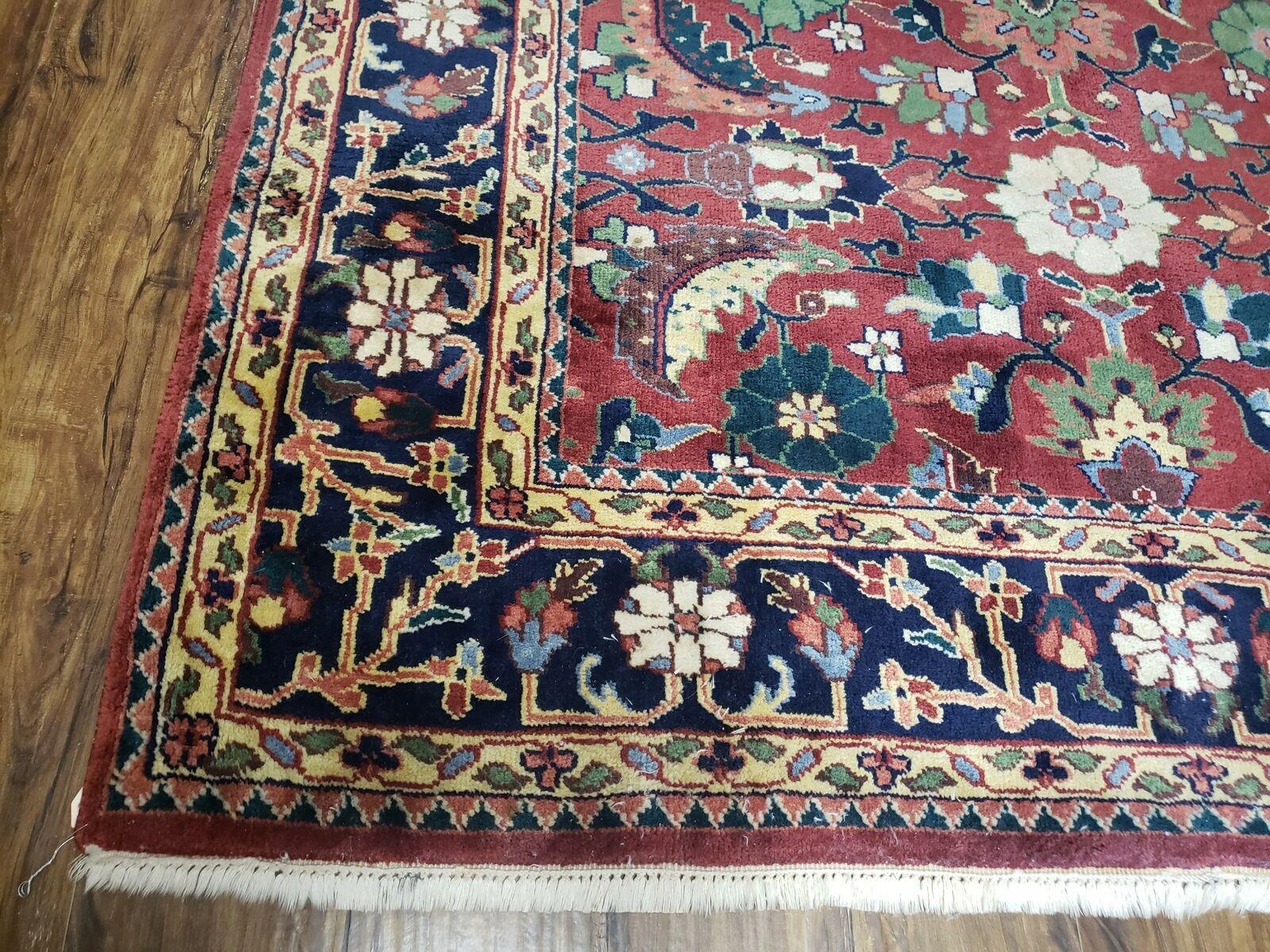 6' X 9' Vintage Handmade Indo Heriz Serapi Wool Rug Carpet Red Nice - Jewel Rugs