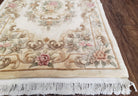 Chinese 90 Line Carpet 4x6, Chinese Aubusson Wool Rug, Plush Chinese Rug, Soft Pile Chinese Carpet, Cream Area Rug, Hand Knotted Floral - Jewel Rugs