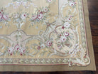 French Aubusson Rug 5x7, European Savonnerie Carpet 5 x 7 Flat Weave Handwoven, Wool & Silk, Light Colors, Floral Elegant Chinese Aubusson - Jewel Rugs