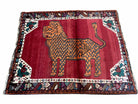 4' X 5' Lion Handmade Wool Rug Zagros Mountains Wool Southeastern Gabbeh Tribal - Jewel Rugs