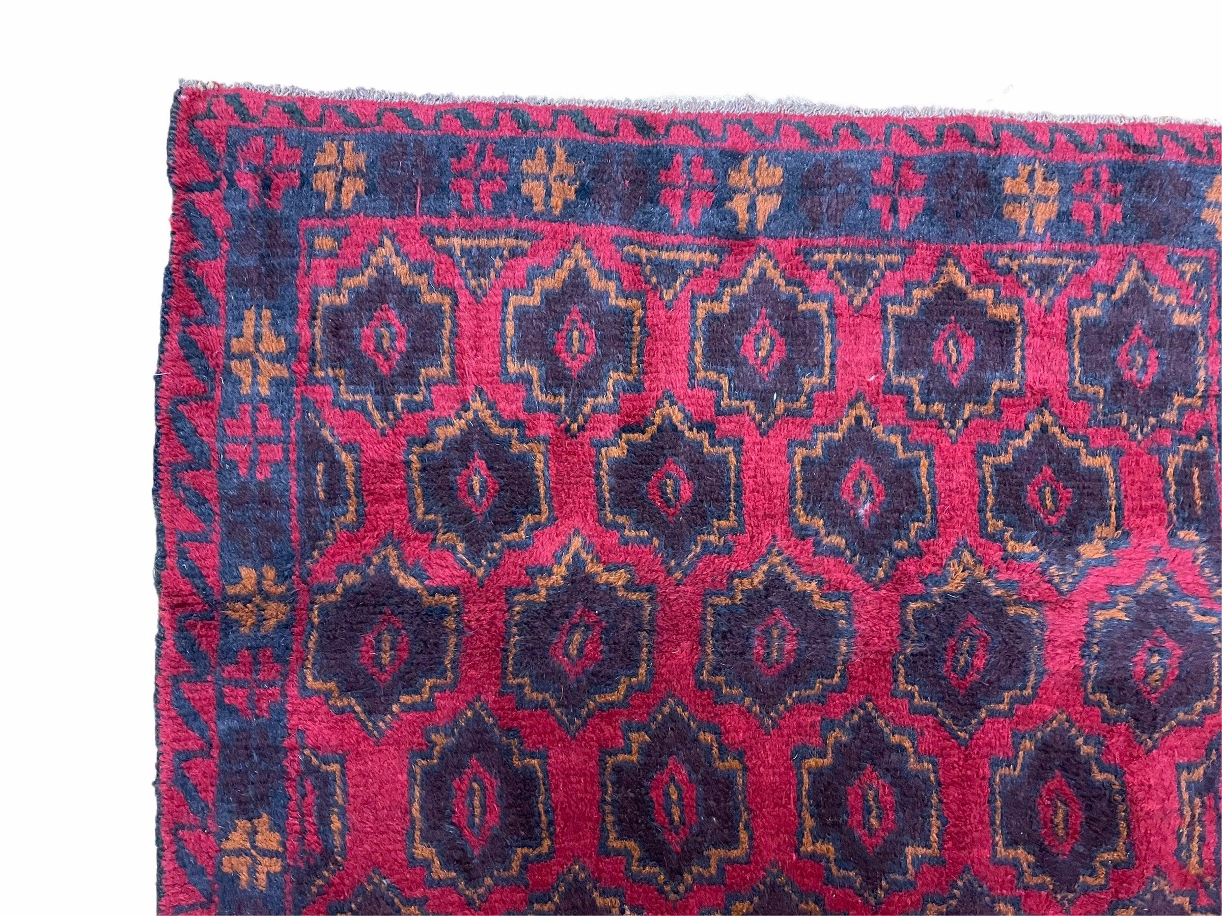 2' 10" X 4'7" Vintage Handmade Tribal Wool Rug Balouchi Rug Afghan Rug Red Blue - Jewel Rugs