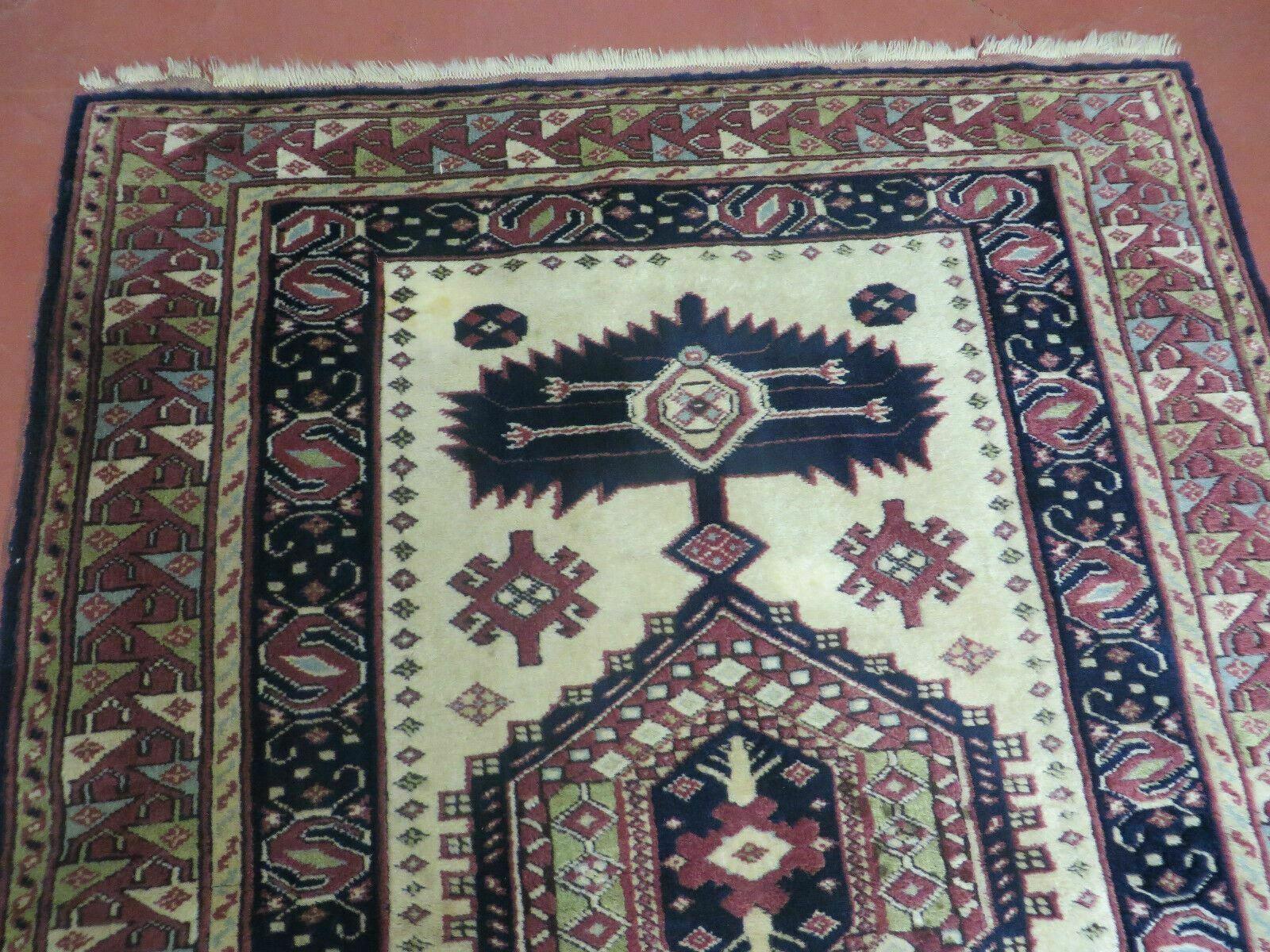 3' X 4' Vintage Handmade Turkish Geometric Oriental Wool Rug Nice - Jewel Rugs