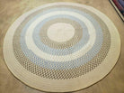 6' X 6' Vintage American Braided Rug Round Beige Brown Blue Nice - Jewel Rugs