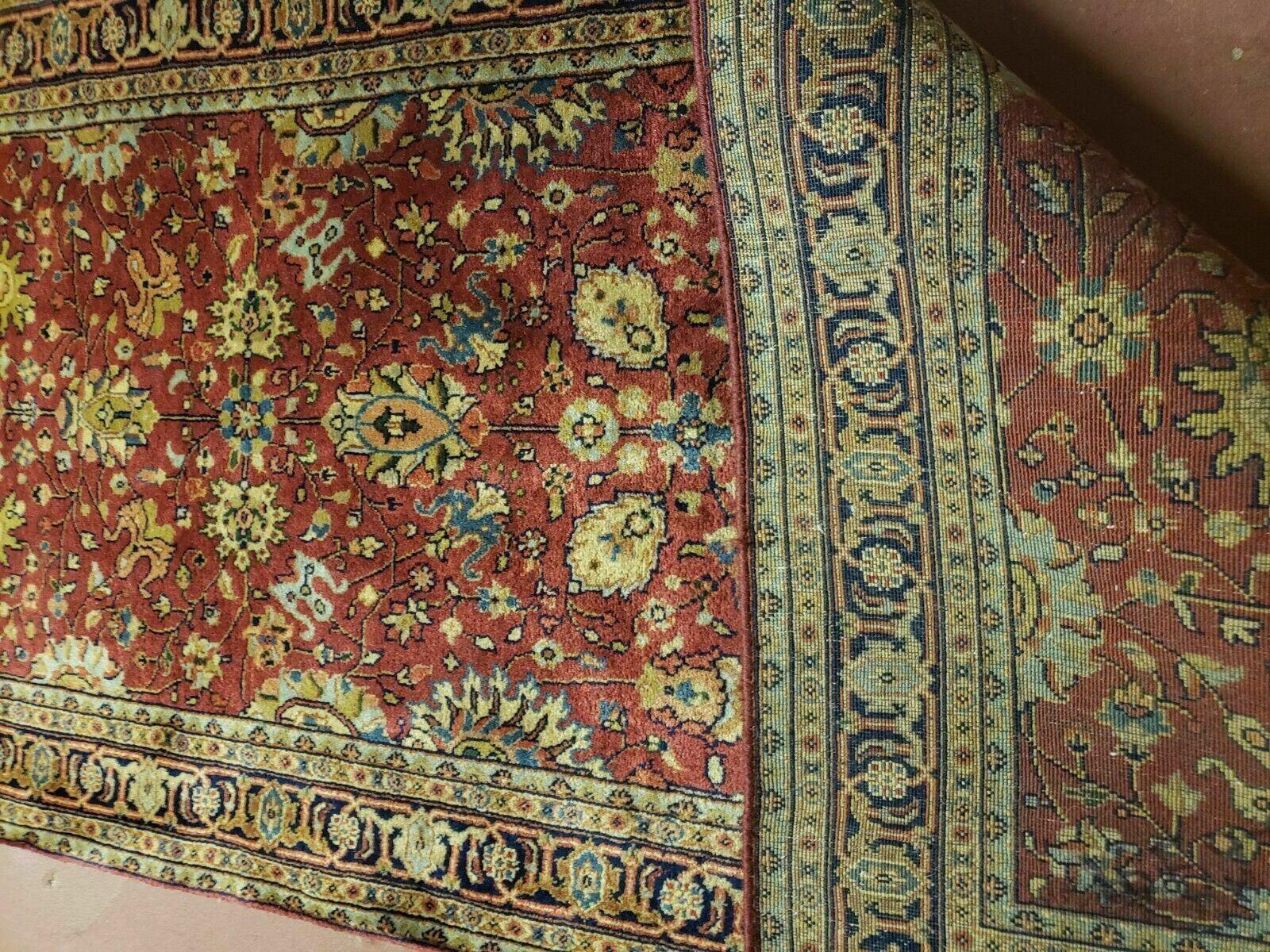 2' 7" X 12' Vintage Handmade Indian Floral Wool Rug Runner Red Oriental Carpet Nice - Jewel Rugs