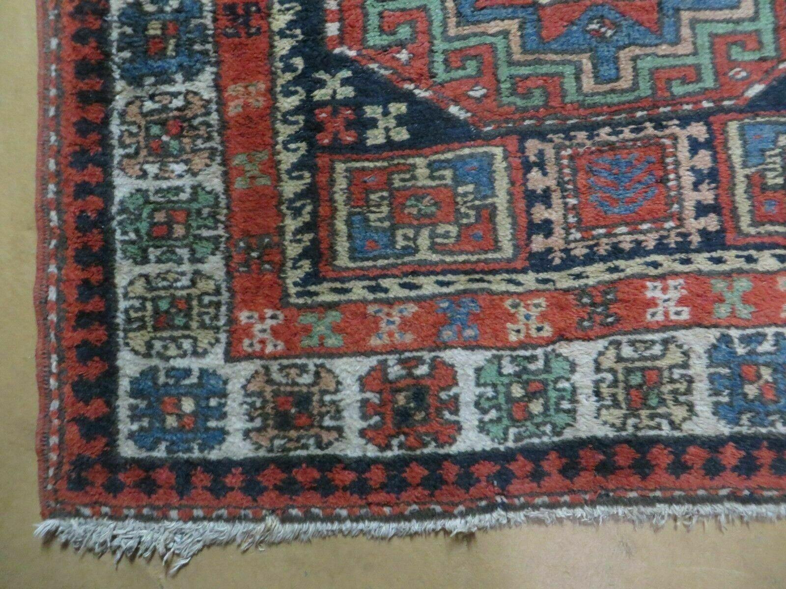 3 '4" X 10' Vintage Handmade Turkish Kazak Caucasian Wool Runner Rug Red Nice - Jewel Rugs