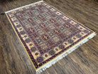 Indo Persian Silk Rug 4x6, Panel Design, Small Flowers, Hand Knotted, Fine Weave, Oriental Carpet 4 x 6, Vintage Area Rug, Beautiful Rug - Jewel Rugs