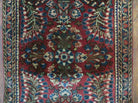 2' X 2.5' Antique Handmade Indian Floral Wool Rug Mat Red - Jewel Rugs