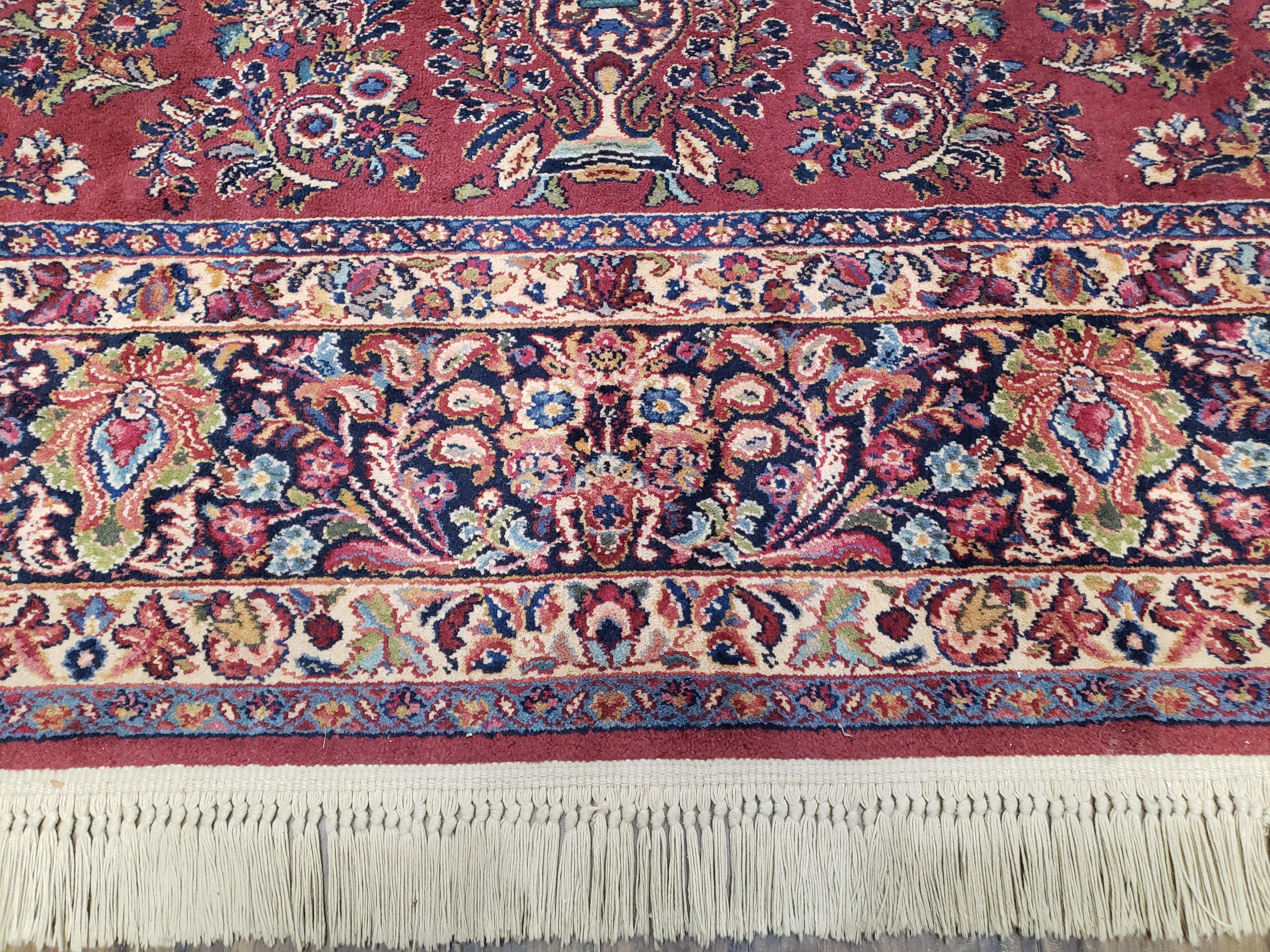 Vintage Karastan Rug Sarouk #785, Karastan 8.8 x 12 ft, Discontinued Karastan Rugs, Original 700 Series, Red Karastan Wool Carpet, Area Rug - Jewel Rugs