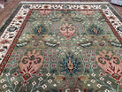 Indo Persian Rug 8x10, Green Indian Carpet, Indo Mahal Room Sized Rug, Green and Ivory Rug, Traditional Oriental Carpet, Wool, Soft Pile - Jewel Rugs