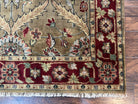 Vintage Indo Mahal Area Rug 5.7 x 9, Indian Persian Oriental Carpet, Green Maroon Beige Rug, Hand-Knotted, Floral Design, Wool, Medium Rug - Jewel Rugs