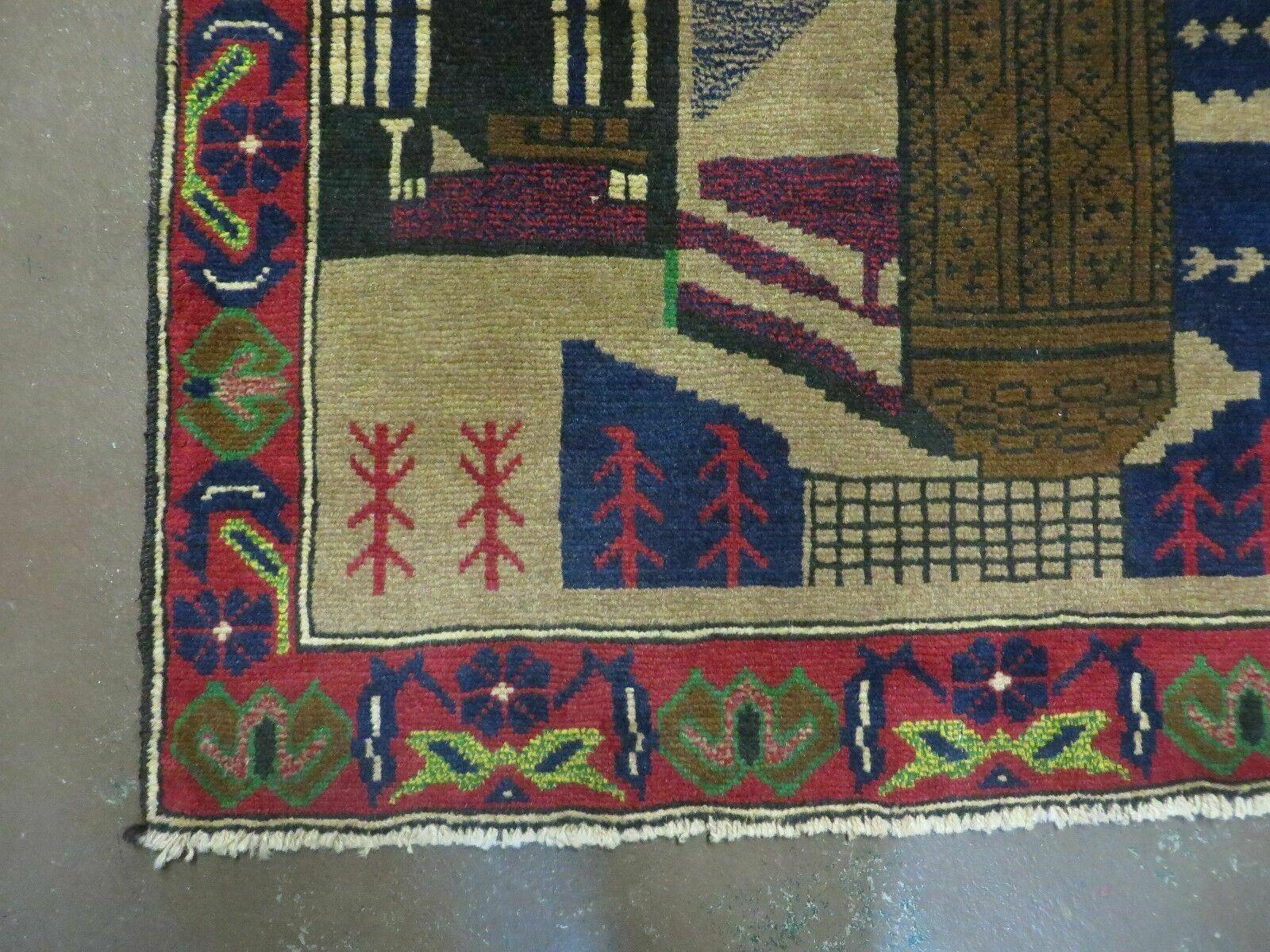 3' X 4' New Vintage Handmade Afghan Balouch Tribal Wool Pictorial Rug # 281 - Jewel Rugs