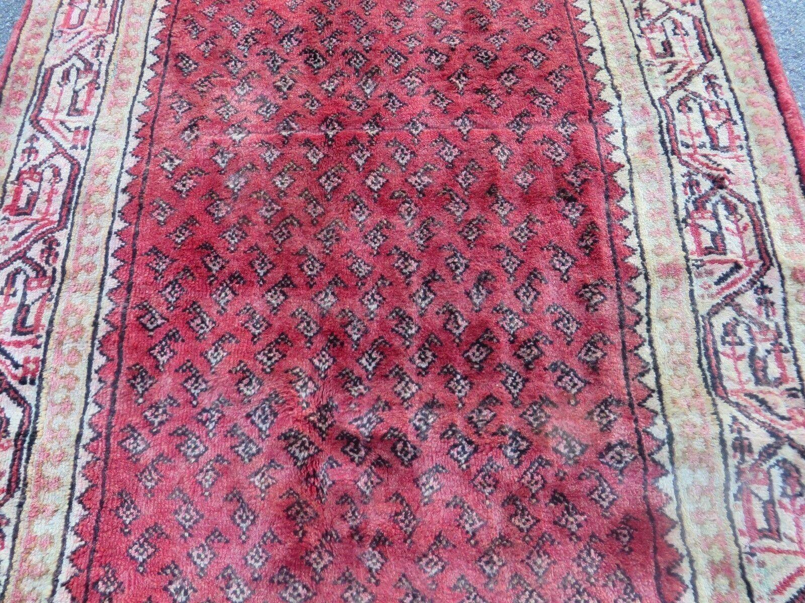 3'7"X 10' Antique Handmade India Oriental Paisley Wool Runner Rug Vegy # 31 - Jewel Rugs