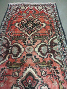 2' 8" X 10' 5" Antique Handmade India Floral Wool Runner Rug Rusted Red # 125 - Jewel Rugs