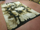 6' X 9' Vintage 1960 Danish Rya Shag DeLuxe Ege Rug Mid-Century Modern Ivory Brown - Jewel Rugs