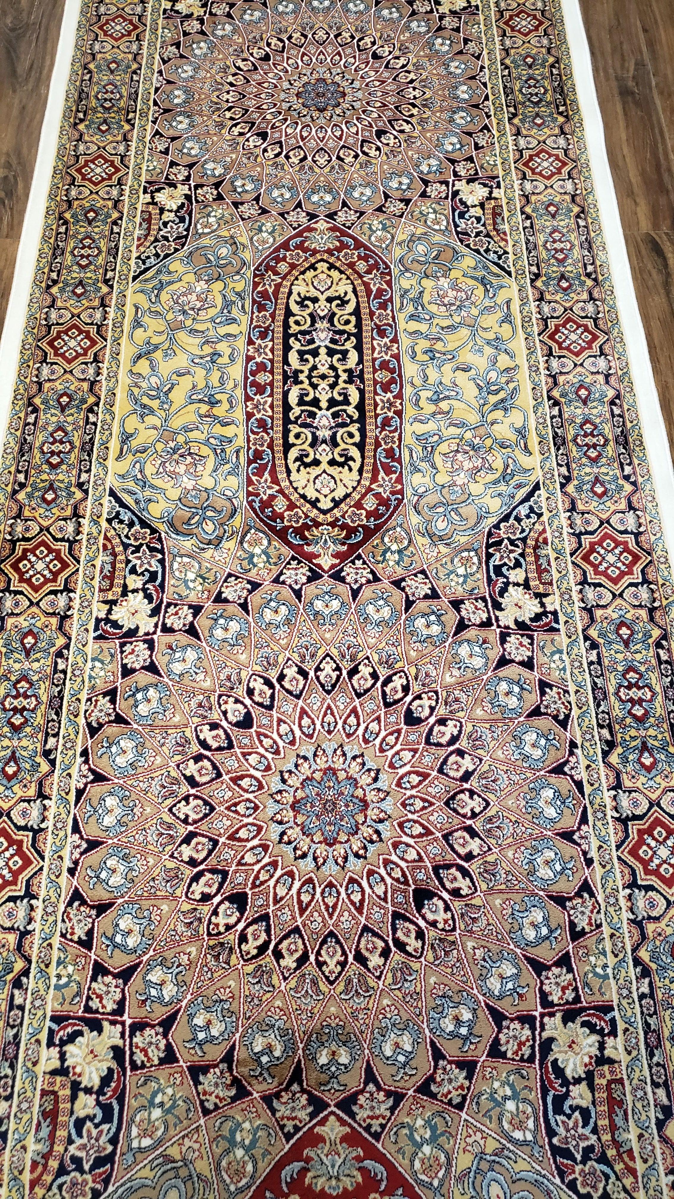 Silk Runner Rug 11.5 ft Long, 11 ft Runner, 12 ft Runner, Bamboo Silk, Turkish Carpet, Domes, Traditional Design, New, 2' 8" x 11' 6" - Jewel Rugs