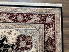 Pak Persian Rug 8.8 x 10.6, Floral Medallion, Wool and Silk Hand Knotted Fine Oriental Carpet, Elegant Rug, Black Gray Burgundy, Room Sized - Jewel Rugs