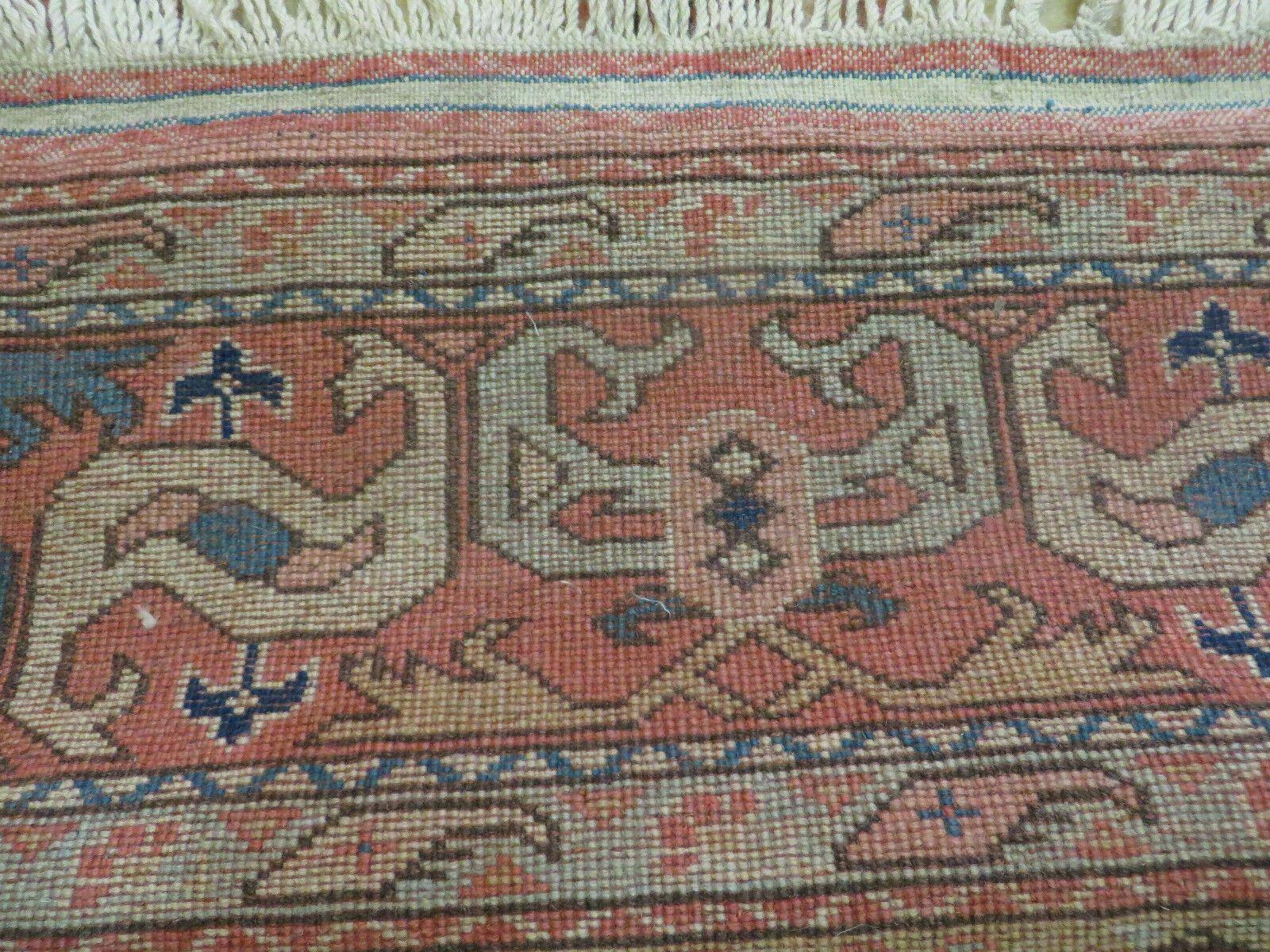 4.5' X 7.5' Vintage Handmade Turkish Wool Rug Heriz Carpet Pink Peach Red Ivory Bohemian Boho Chic Interior Design - Jewel Rugs