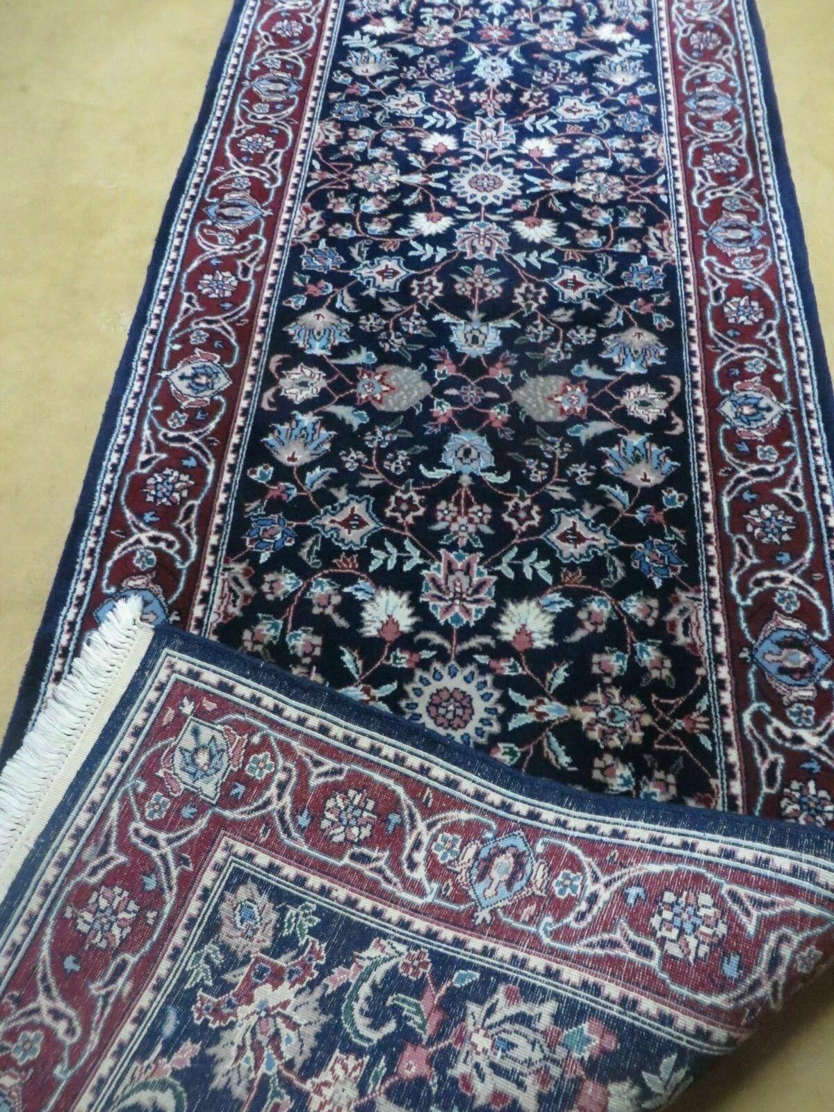 2' 7" X 8' Vintage Handmade Indian Agra Wool Blue Runner Oriental Rug Nice - Jewel Rugs