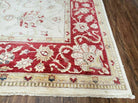 9' X 12' Handmade Pak Peshawar Oushak Wool Rug Oatmeal Beige Red Organic Nice - Jewel Rugs