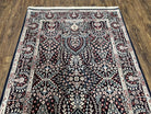 Fine Indo Kirman Persian Rug 3'9" x 6', Floral Allover Millefleurs, Persian Vase Rug Vintage Oriental Carpet Wool Handmade Black Indian Rug - Jewel Rugs