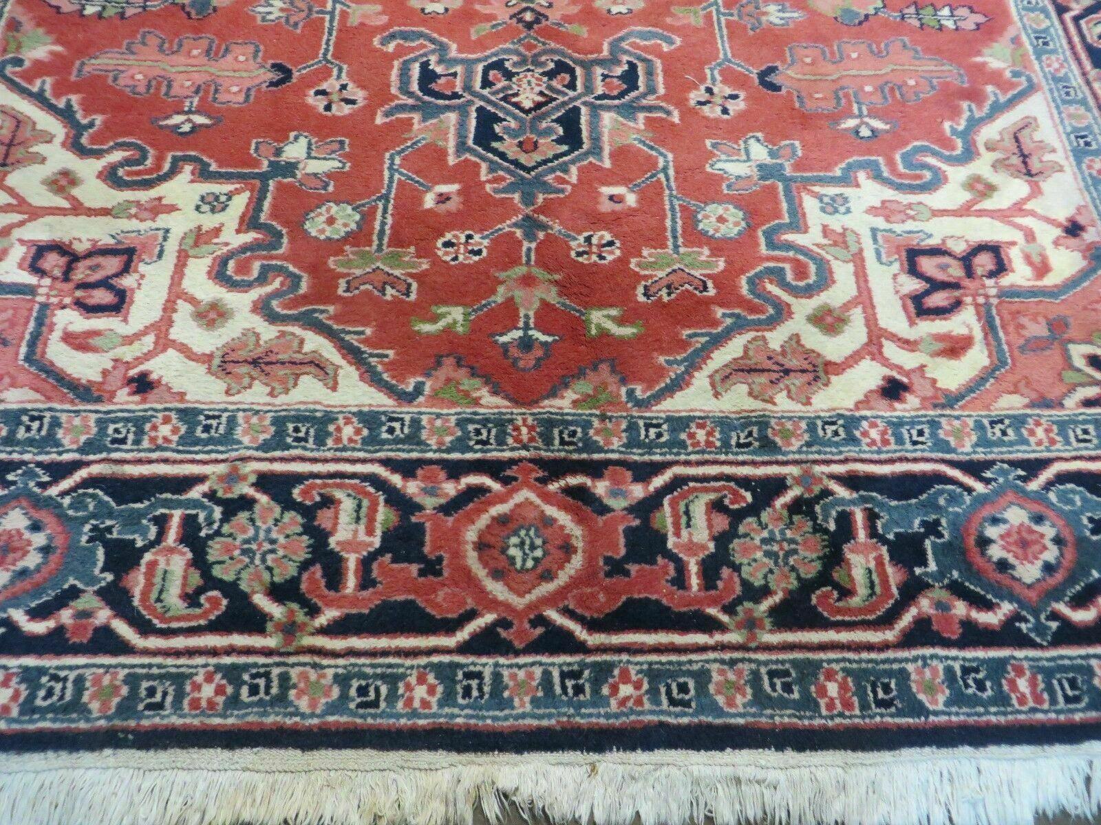 6' X 9' Vintage Handmade Indian Medallion Wool Rug Veg Dyes Nice # M702 - Jewel Rugs