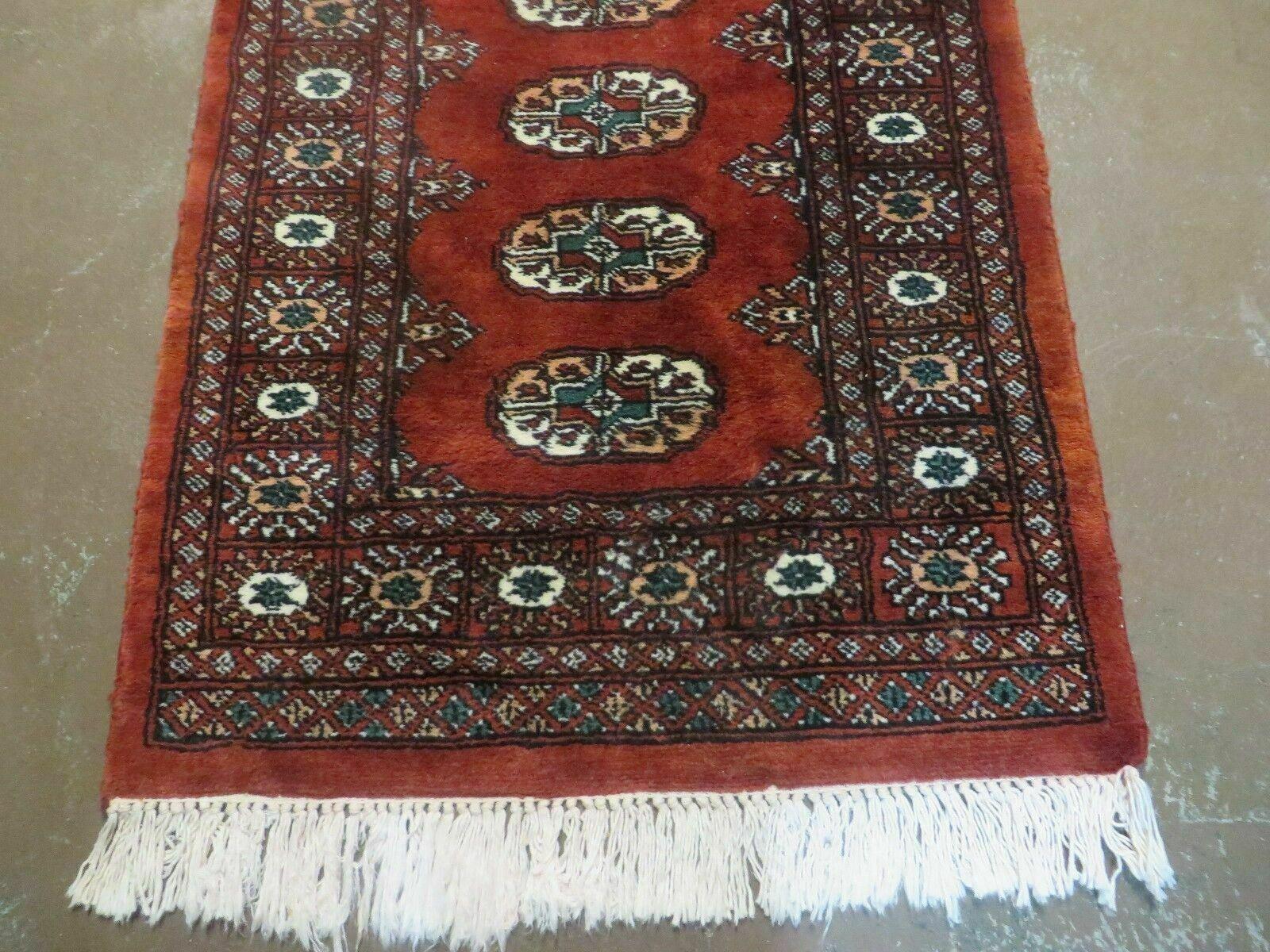 2' 5" X 7' 6" Vintage Handmade Bokhara Turkoman Pakistani Red Wool Runner Rug Nice - Jewel Rugs