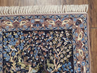 Semi Antique Persian Isfahan Rug, Hand-Knotted, Tree of Life Pattern with Animal Motifs, Dark Blue and Taupe, Kork Wool on Silk Foundation, 2'4" x 3'5" - Jewel Rugs