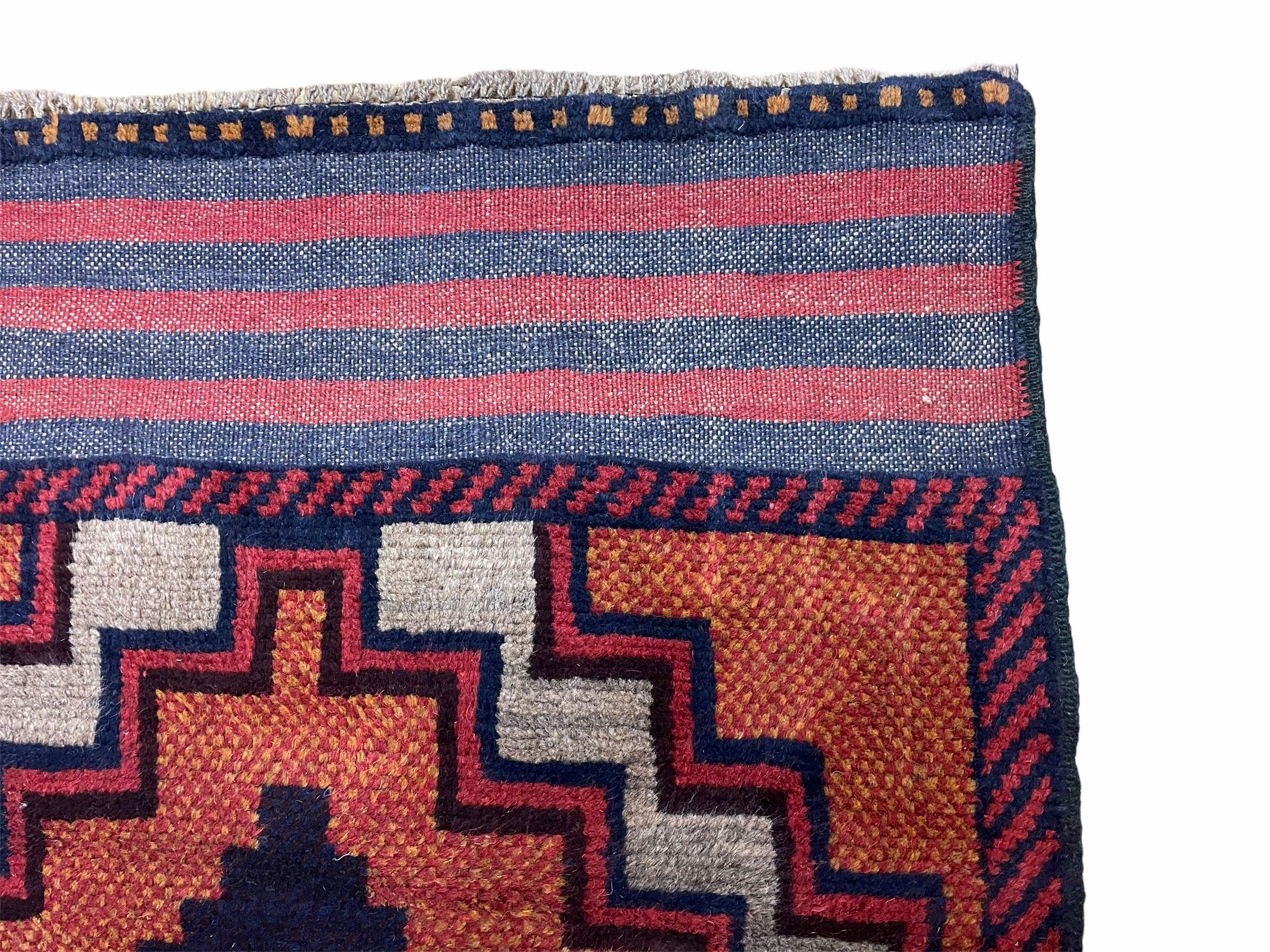 3X5 Vintage Handmade Tribal Wool Rug Balouchi Rug Afghan Rug Red 2' 8" X 4' 8" - Jewel Rugs