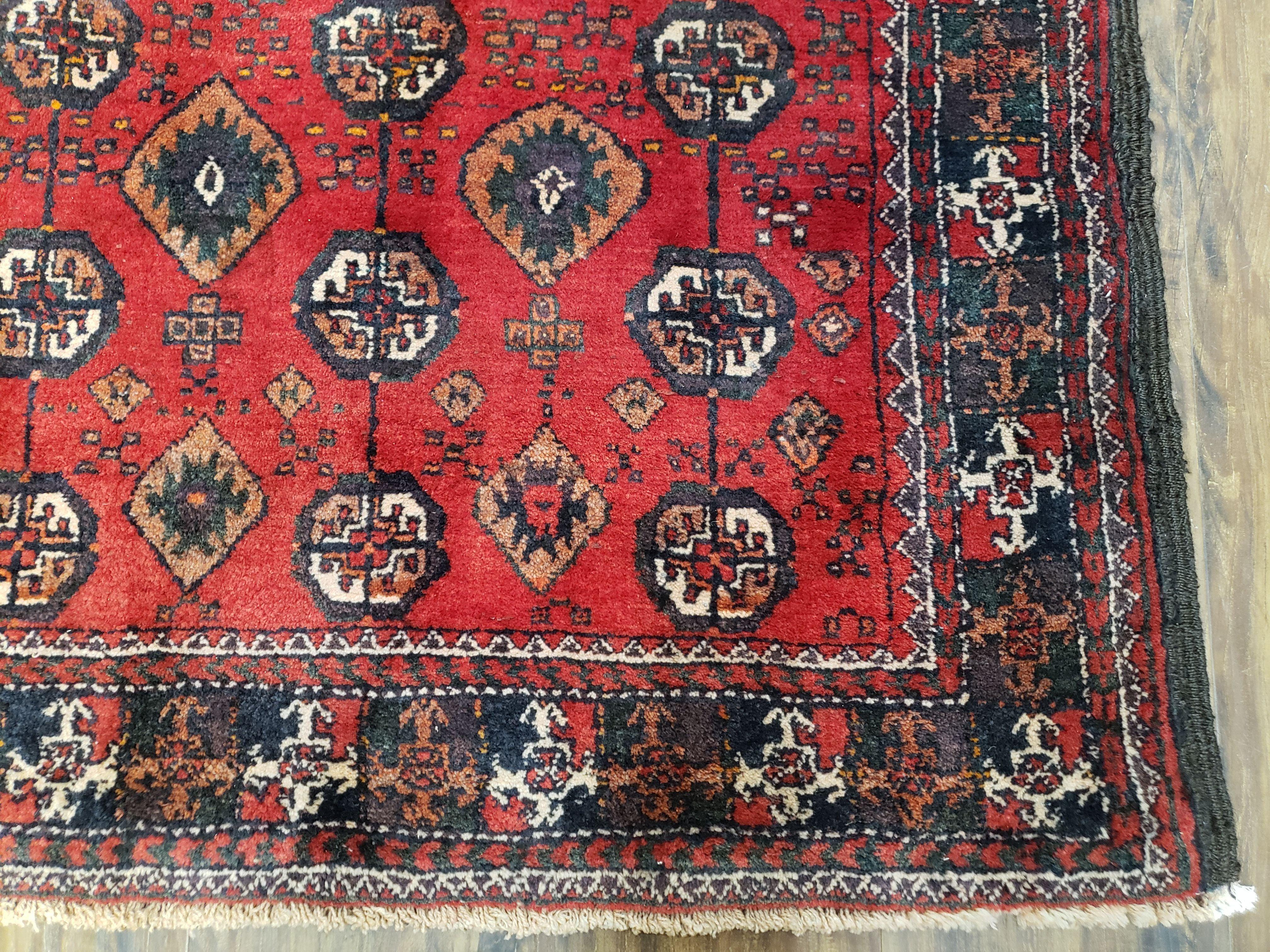 4 x 8 Handmade Baluch Afghan Turkoman Tribal Wool Rug Organic Dyes 8x4 Carpet - Jewel Rugs