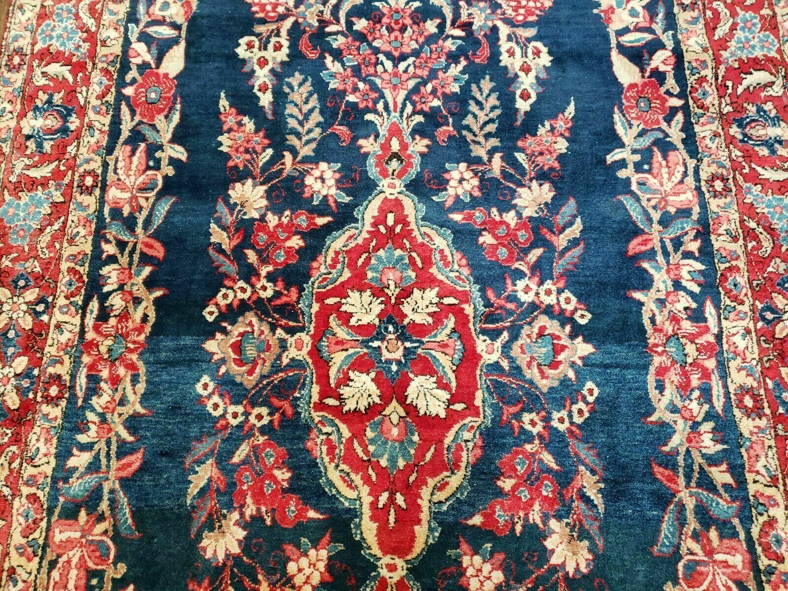 4' X 7' Vintage Handmade Turkish Wool Rug Flowers Birds Tree Of Life Blue Red - Jewel Rugs