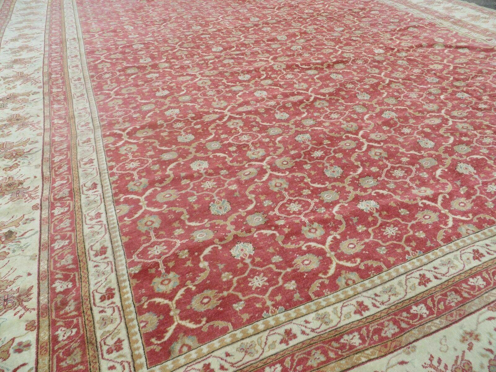 12' X 18' Palace Size Handmade Egyptian Wool Rug Carpet Soft Colors Red & Beige - Jewel Rugs