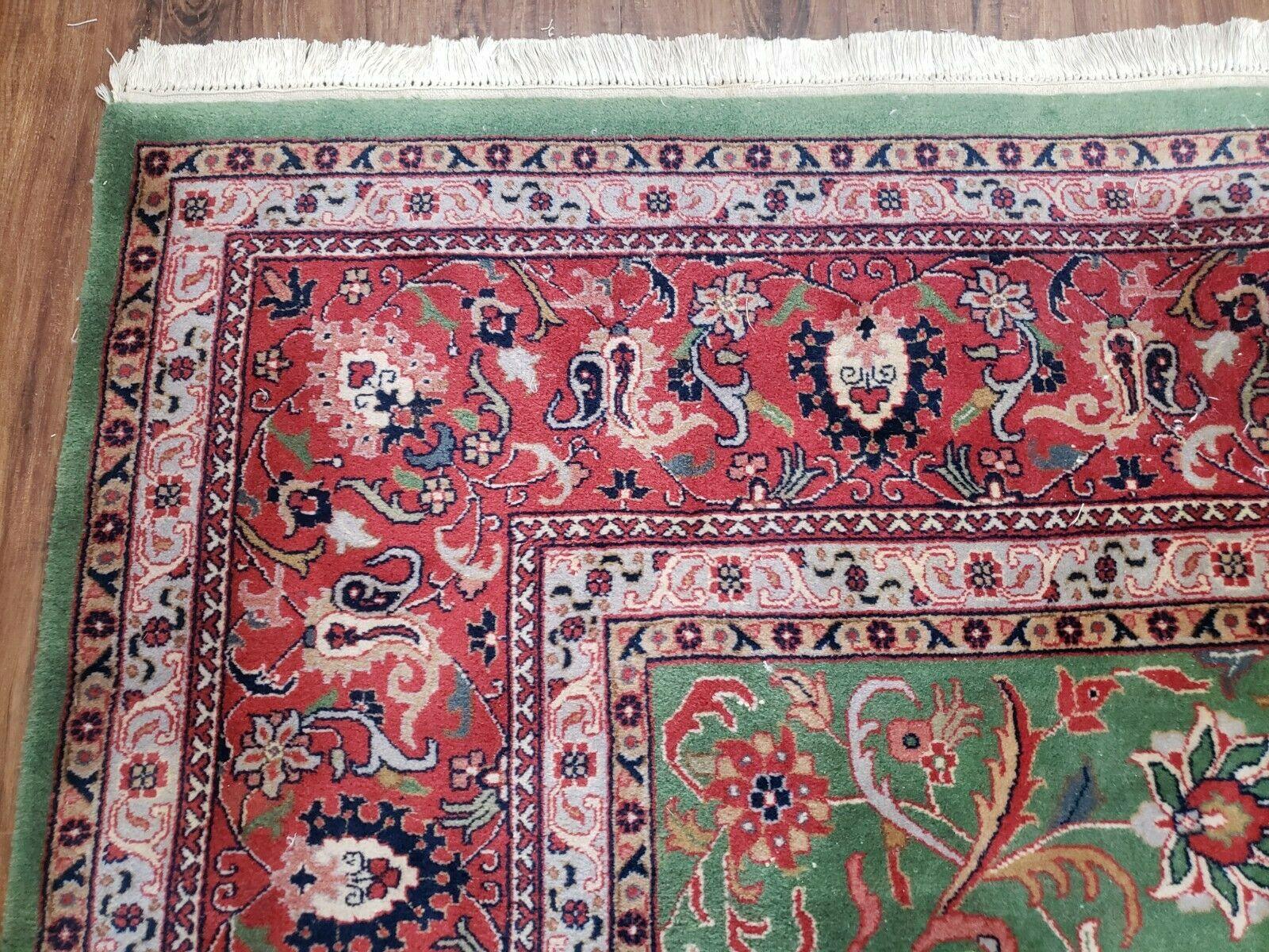 9' X 12' Handmade Oriental Floral Allover Afshan Wool Rug Hand Knotted Green Red - Jewel Rugs