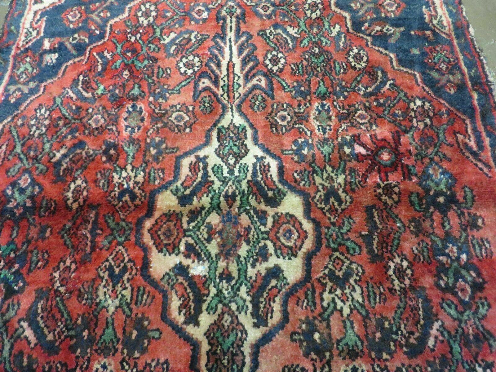 3' X 6' Antique Handmade India Floral Oriental Wool Rug Veg Dyes Red Nice - Jewel Rugs