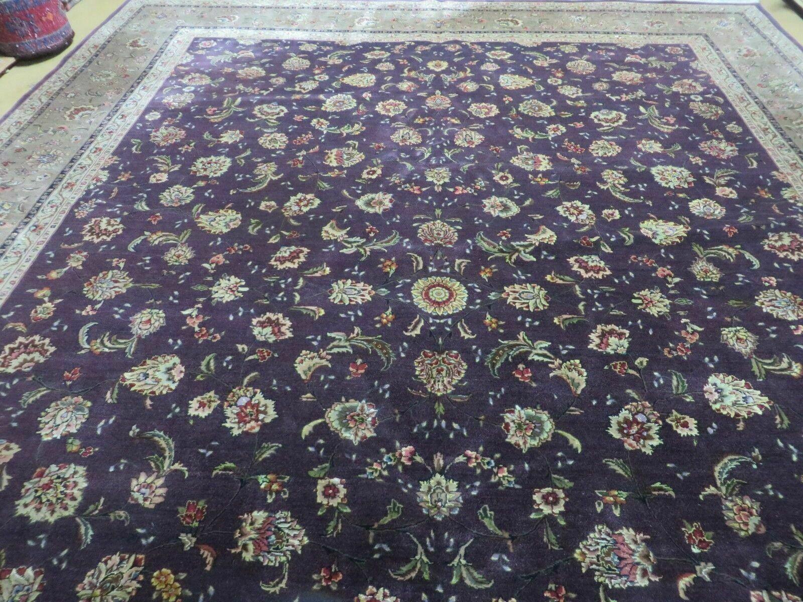 9' X 12' Vintage Handmade Oriental Wool Rug Chinese Hand Knotted Carpet Aubergine - Jewel Rugs