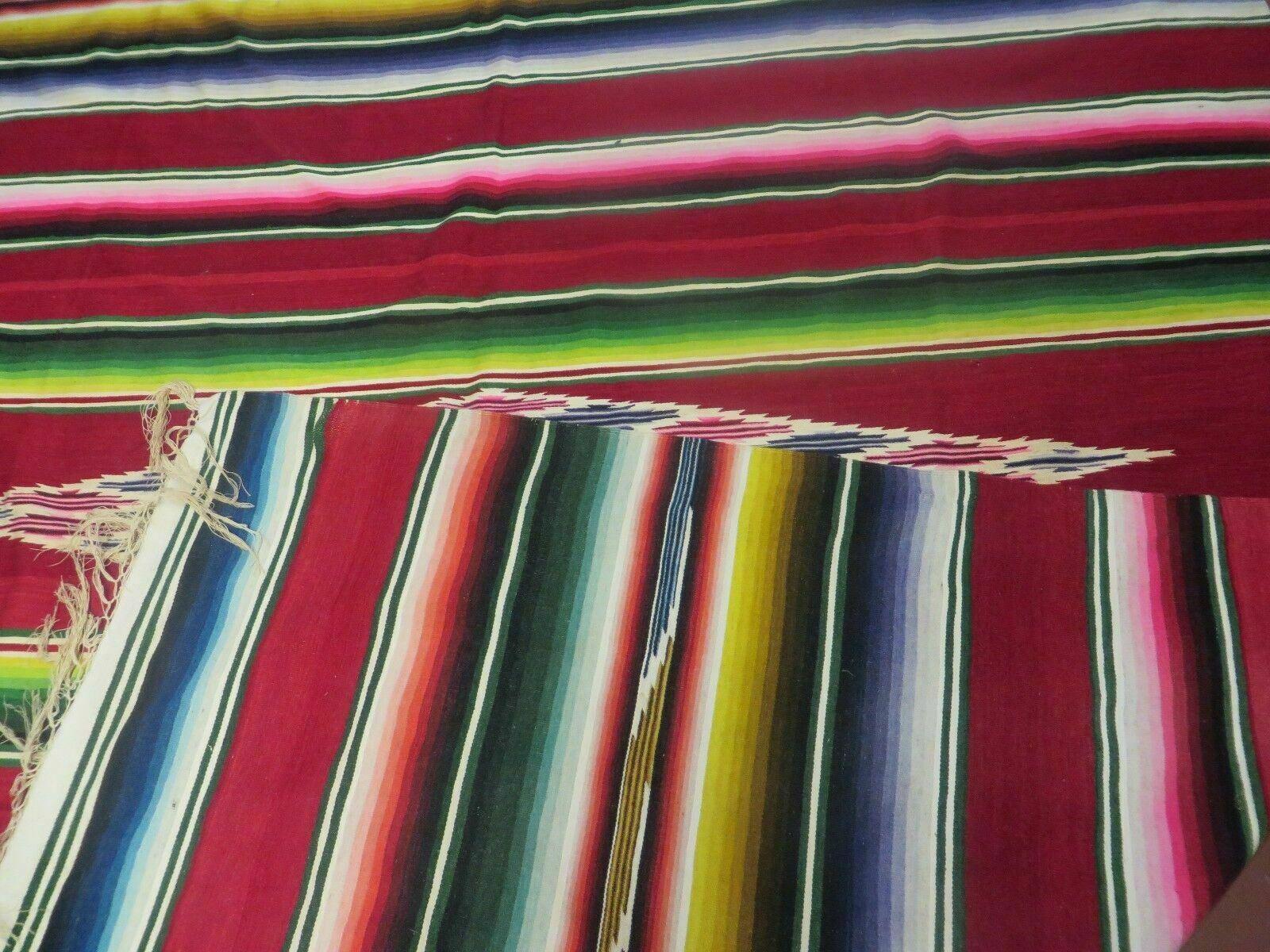 6' 7" X 8' Antique Handwoven Mexican Saltillo Blanket Rug Serape Wall Hanging - Jewel Rugs