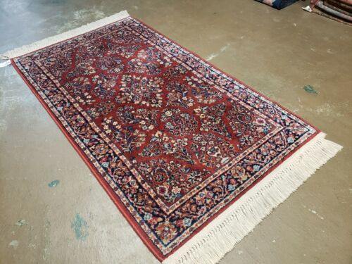 2' 10" X 5' American Made Karastan Red Sarouk Pattern # 785 Wool Rug Nice - Jewel Rugs