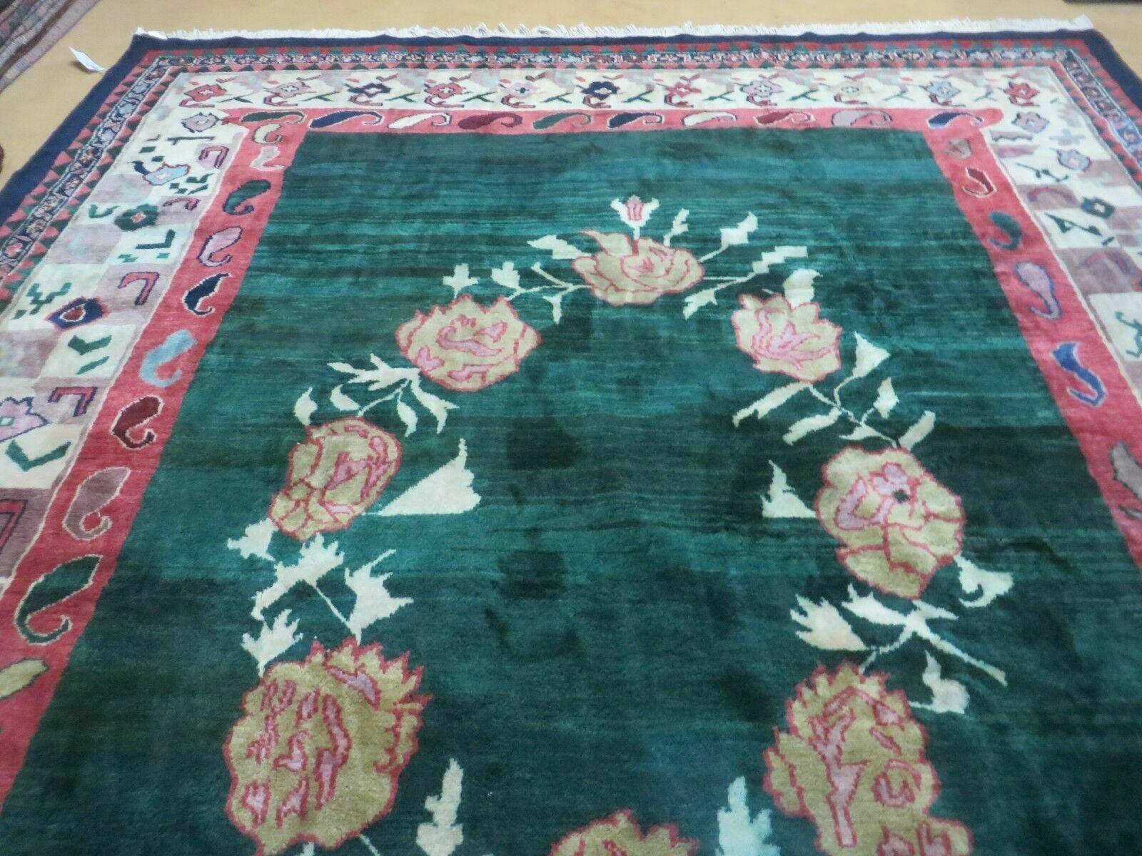 8' X 11' Modern Handmade India Tibetan Wool Rug Decorative Green Nice - Jewel Rugs