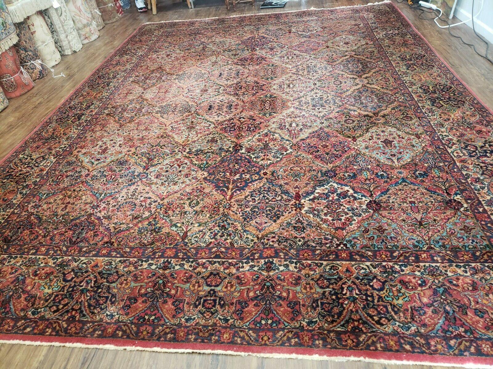 10' 3" X 14' Antique KARASTAN Kirman Multicolor Panel # 717 American Wool Area Rug - Jewel Rugs