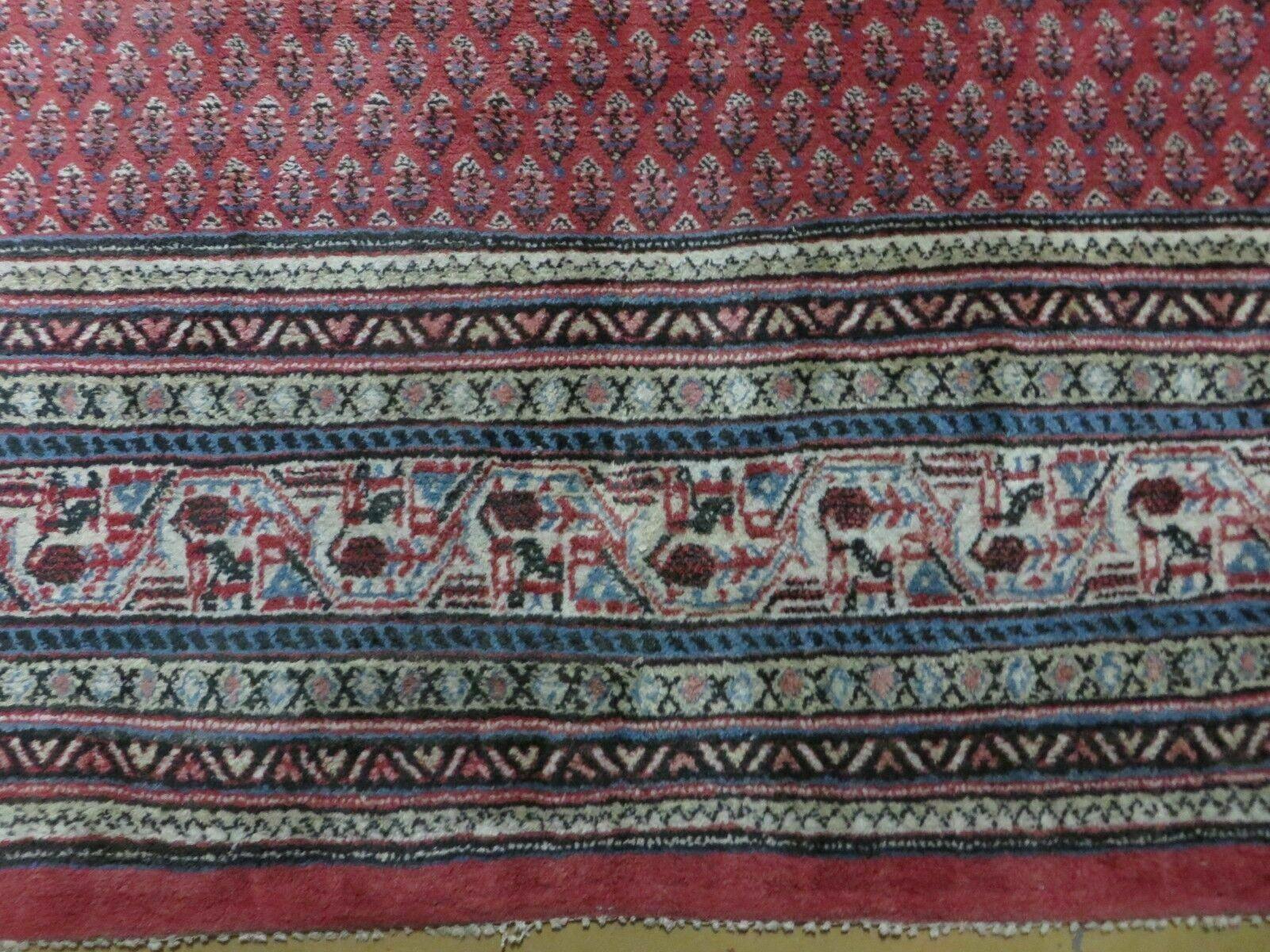 7' X 9' Vintage India Oriental Paisley Handmade Wool Rug Red Vegetable Dyes - Jewel Rugs