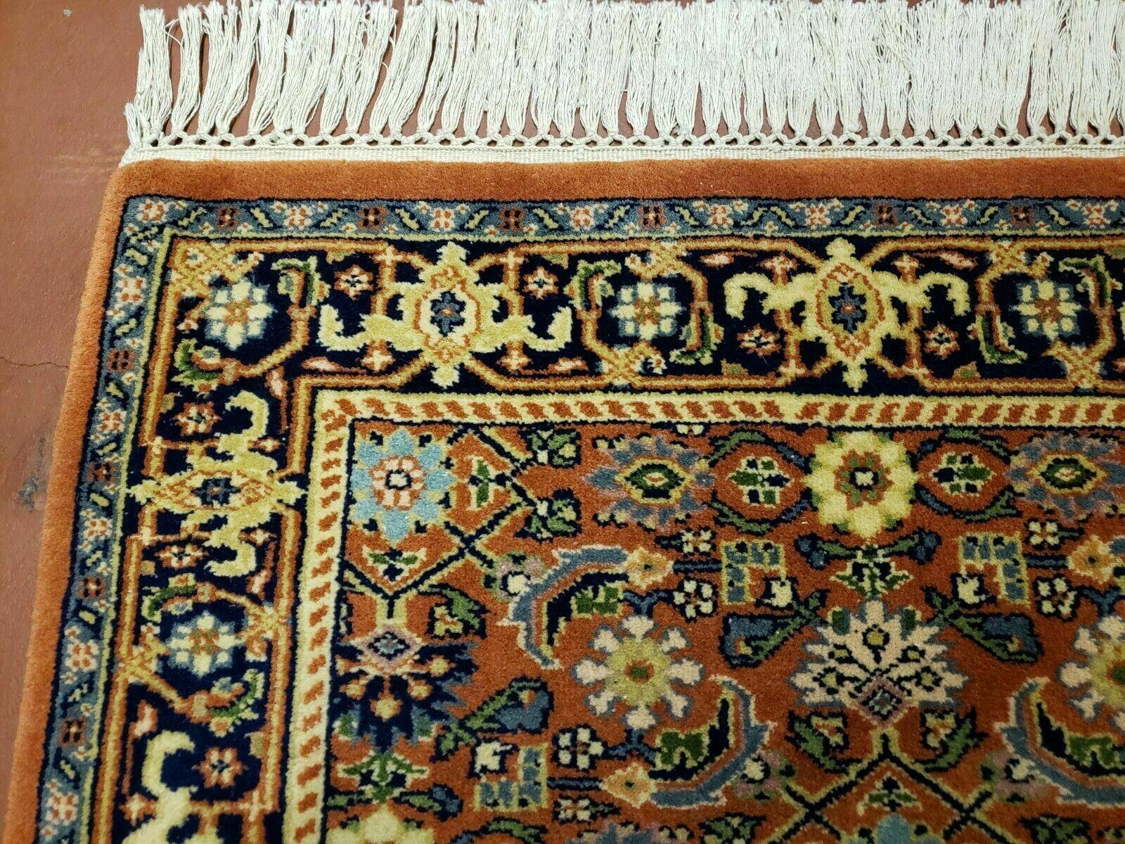 2' 7' X 4' Vintage Handmade India Amritsar Wool Floral Rug Vegetable Dyes Nice - Jewel Rugs