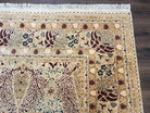 Fine Pak Persian Rug 9x12, Repeated Allover Floral Cypress Tree Motif, Cream and Dark Blue, Hand Knotted Pakistani Oriental Carpet 9 x 12 - Jewel Rugs