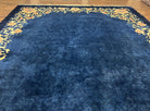 Chinese Art Deco Rug 9x12 Antique Rug 9 x 12 Nichol Rug, Peking Rug, Open Field Blue Chinese Carpet, Hand Knotted, Asian Oriental Rug Nice - Jewel Rugs