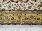 10' X 13' Vintage Hand-Knotted Made India Agra Wool Rug Vegetable Dye Ivory Gold - Jewel Rugs